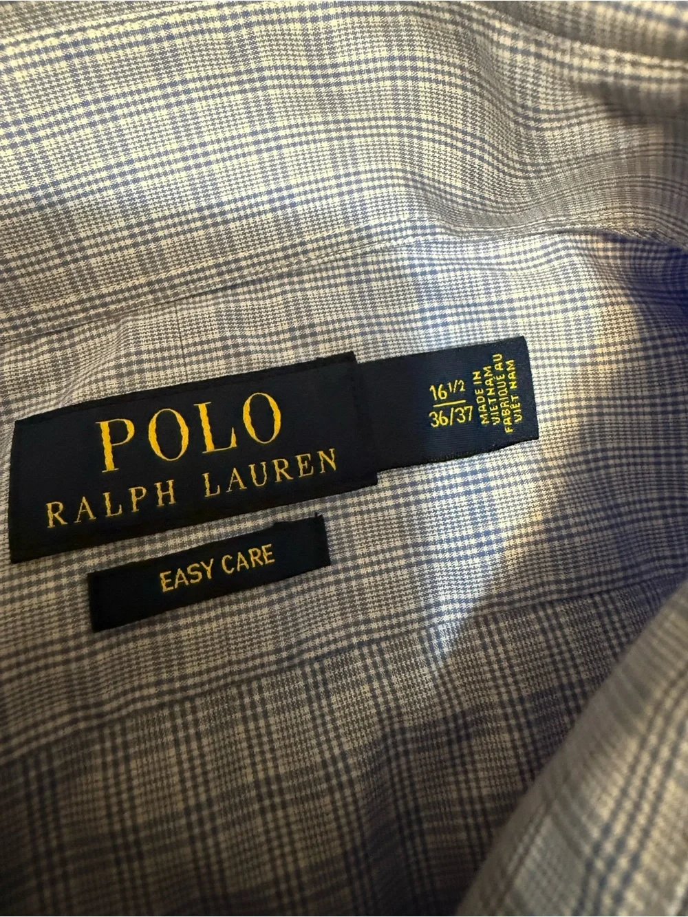 Polo by Ralph Lauren Men's Light Blue Check Dress Shirt Easy Care